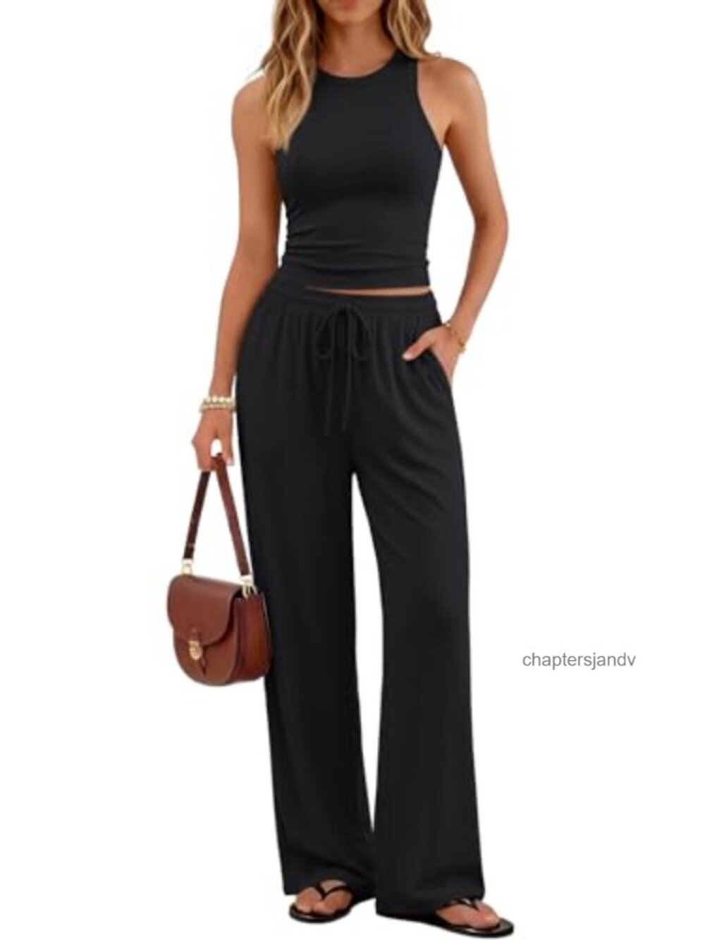 Trendy Queen Women's Tank Top & Wide Leg Pants Lounge Set